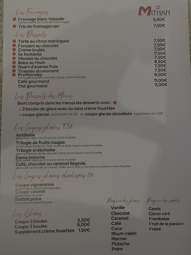 Le Mithan - Restaurant Saint-Genis-Laval - Menu Image 1