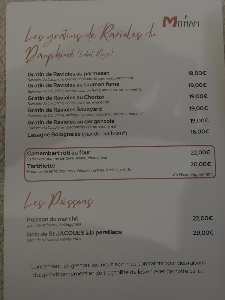 Le Mithan - Restaurant Saint-Genis-Laval - Menu Image 3