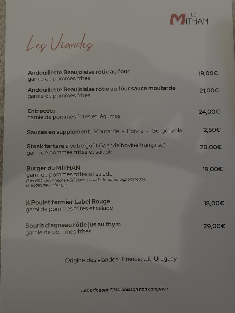 Le Mithan - Restaurant Saint-Genis-Laval - Menu Image 4